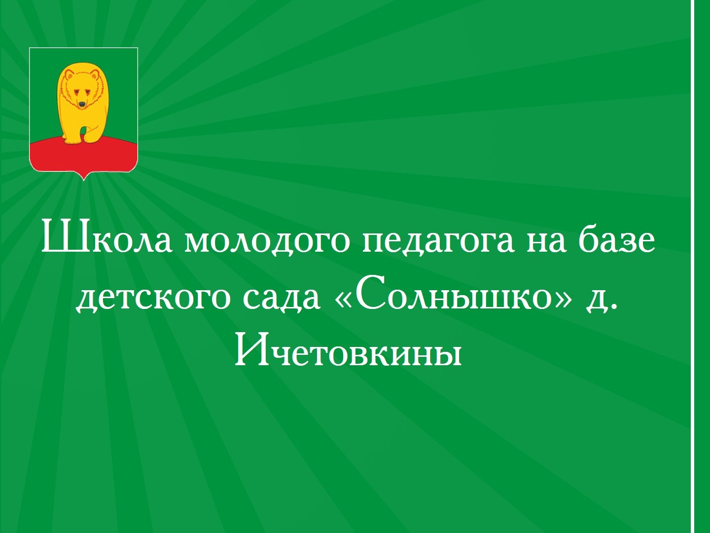 Школа молодого педагога на базе детского сада «Солнышко» д. Ичетовкины.